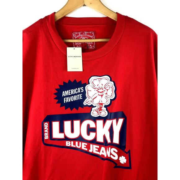 LUCKY Brand T-Shirt Mens Sz Large Red Graphic Logo Tee $39.50 NEW - Picture 1 of 5